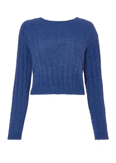Quiz Navy Fluffy Knit Jumper