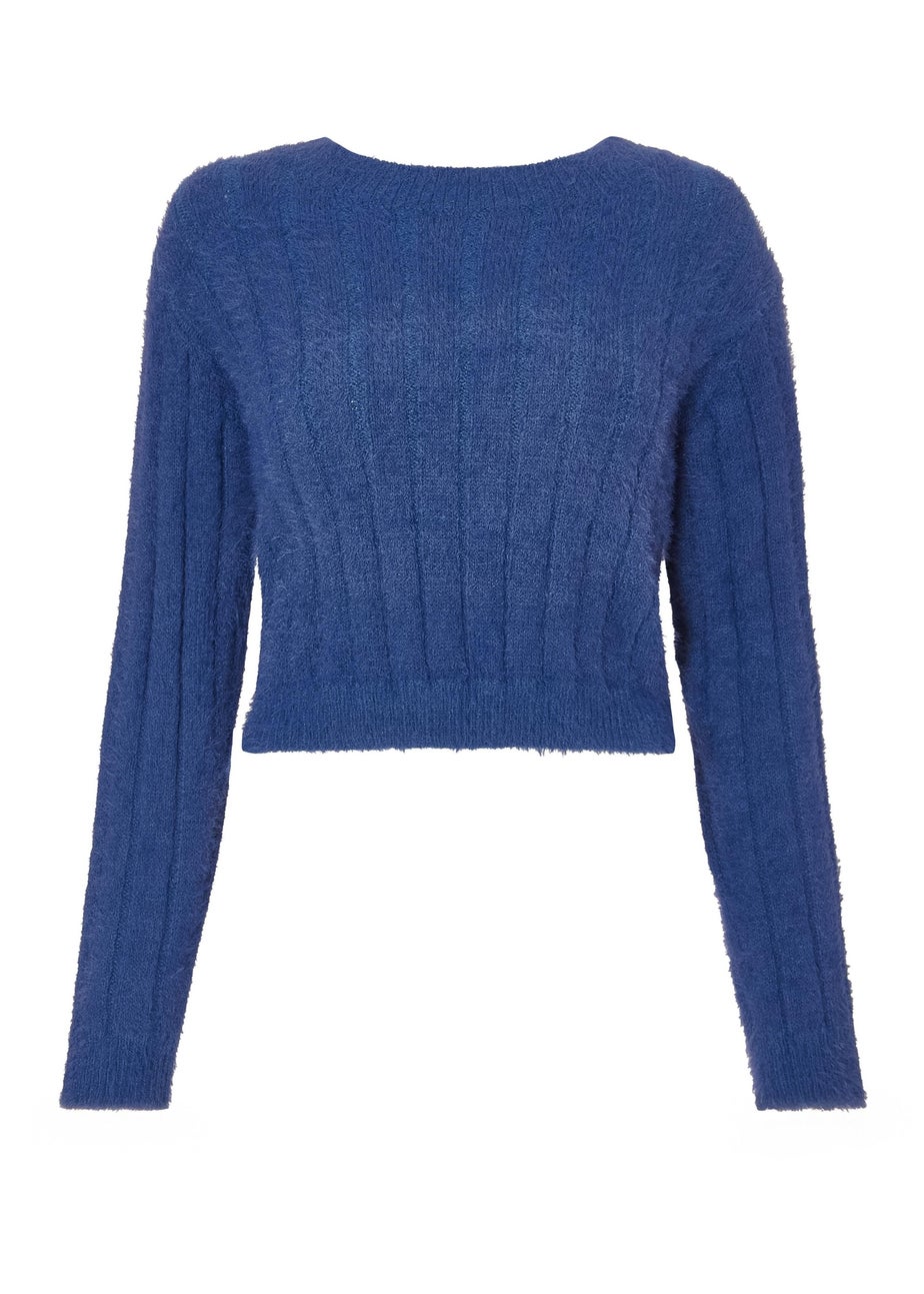 Quiz Navy Fluffy Knit Jumper