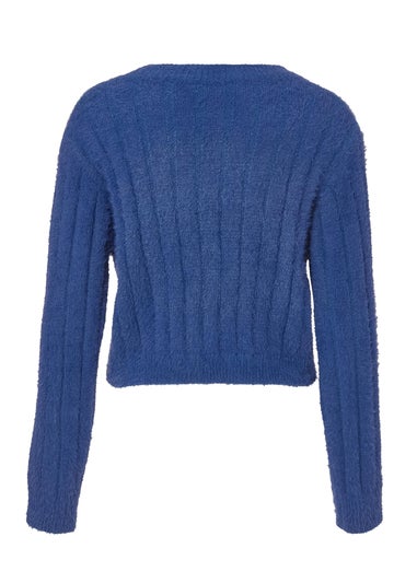 Quiz Navy Fluffy Knit Jumper