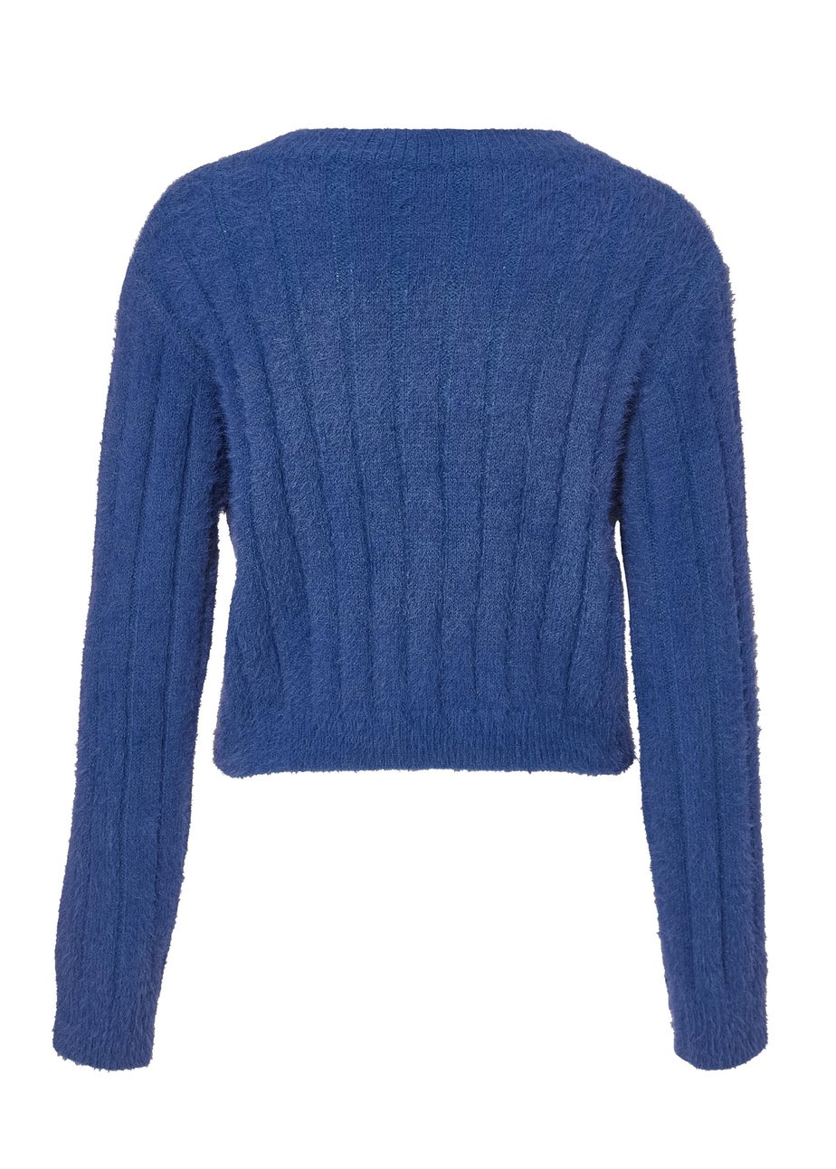 Quiz Navy Fluffy Knit Jumper