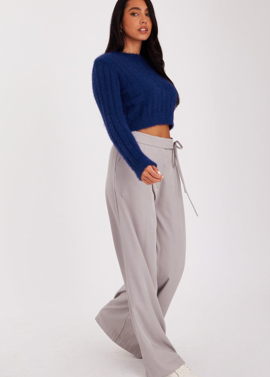 Quiz Navy Fluffy Knit Jumper