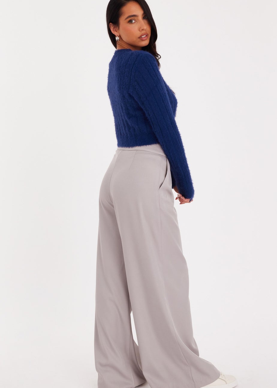 Quiz Navy Fluffy Knit Jumper