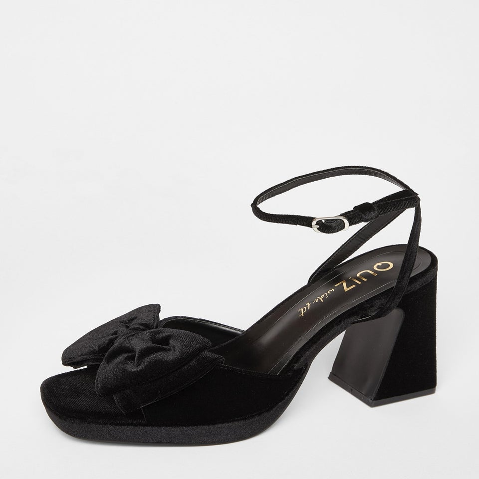 Quiz Black Wide Fit Bow Platform Heels
