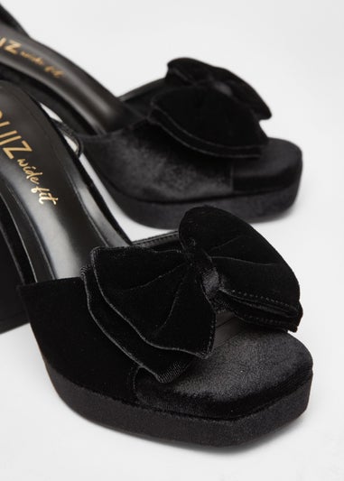 Quiz Black Wide Fit Bow Platform Heels