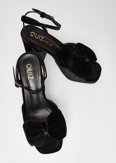 Quiz Black Wide Fit Bow Platform Heels