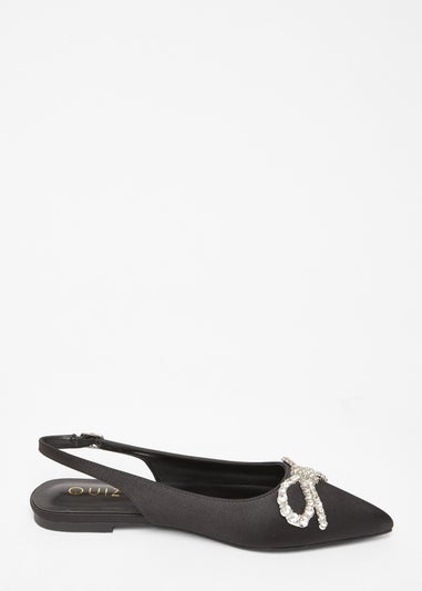 Quiz Black Diamante Bow Pumps