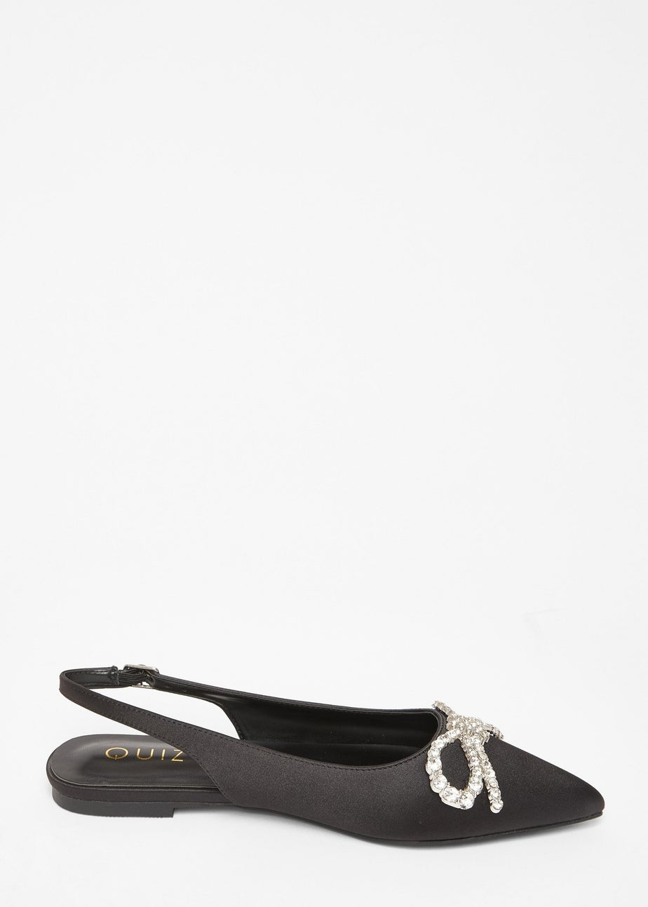Quiz Black Diamante Bow Pumps