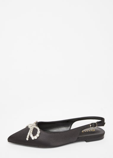 Quiz Black Diamante Bow Pumps