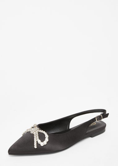 Quiz Black Diamante Bow Pumps