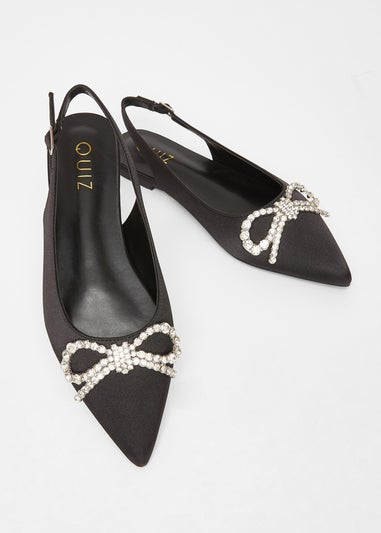 Quiz Black Diamante Bow Pumps