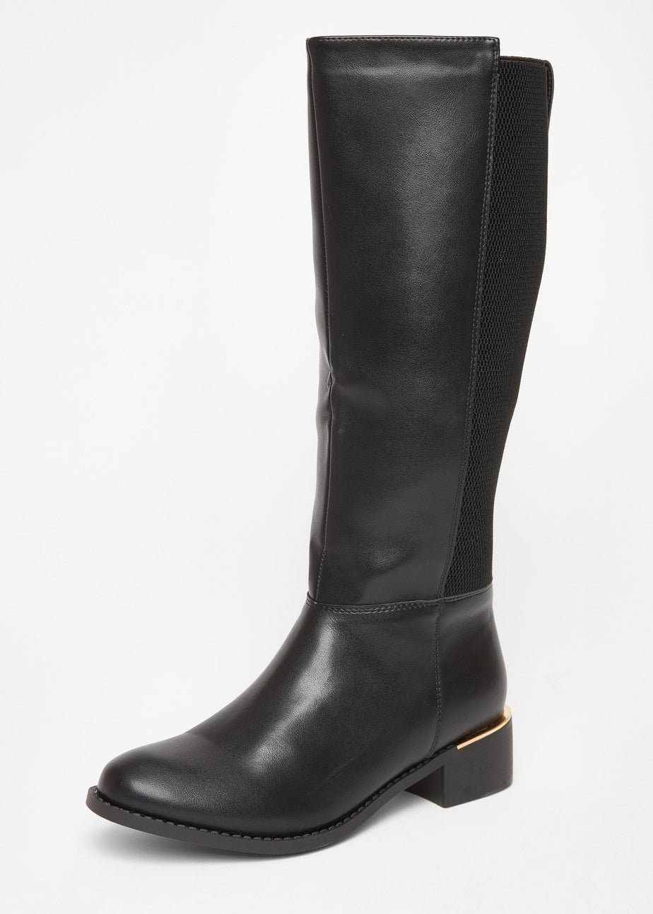 Quiz Black Wide Fit Knee High Boots