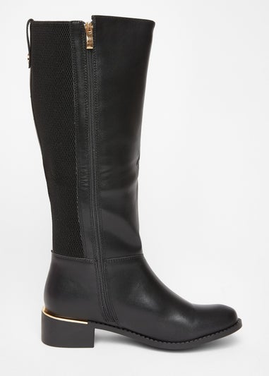 Quiz Black Wide Fit Knee High Boots