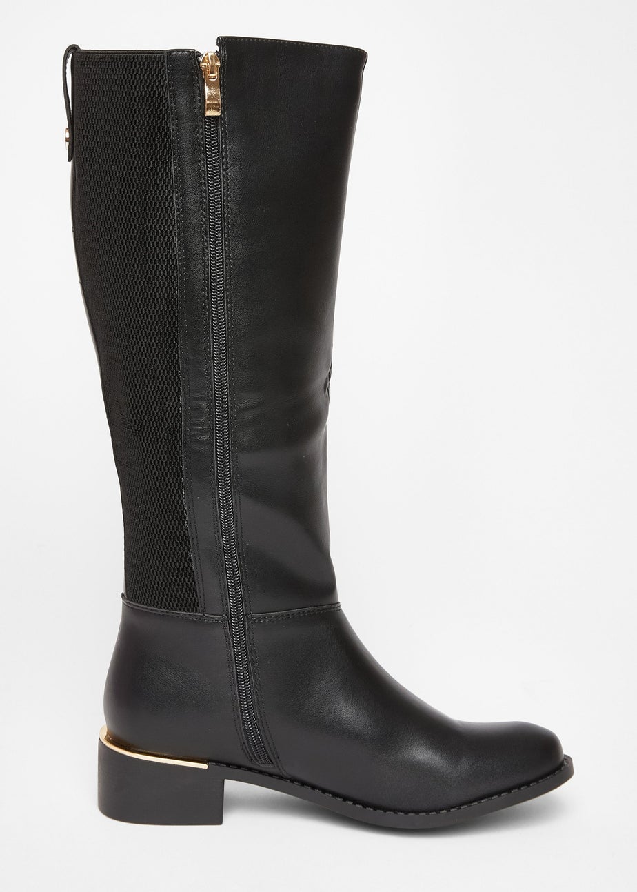 Quiz Black Wide Fit Knee High Boots
