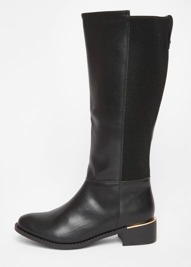 Quiz Black Wide Fit Knee High Boots