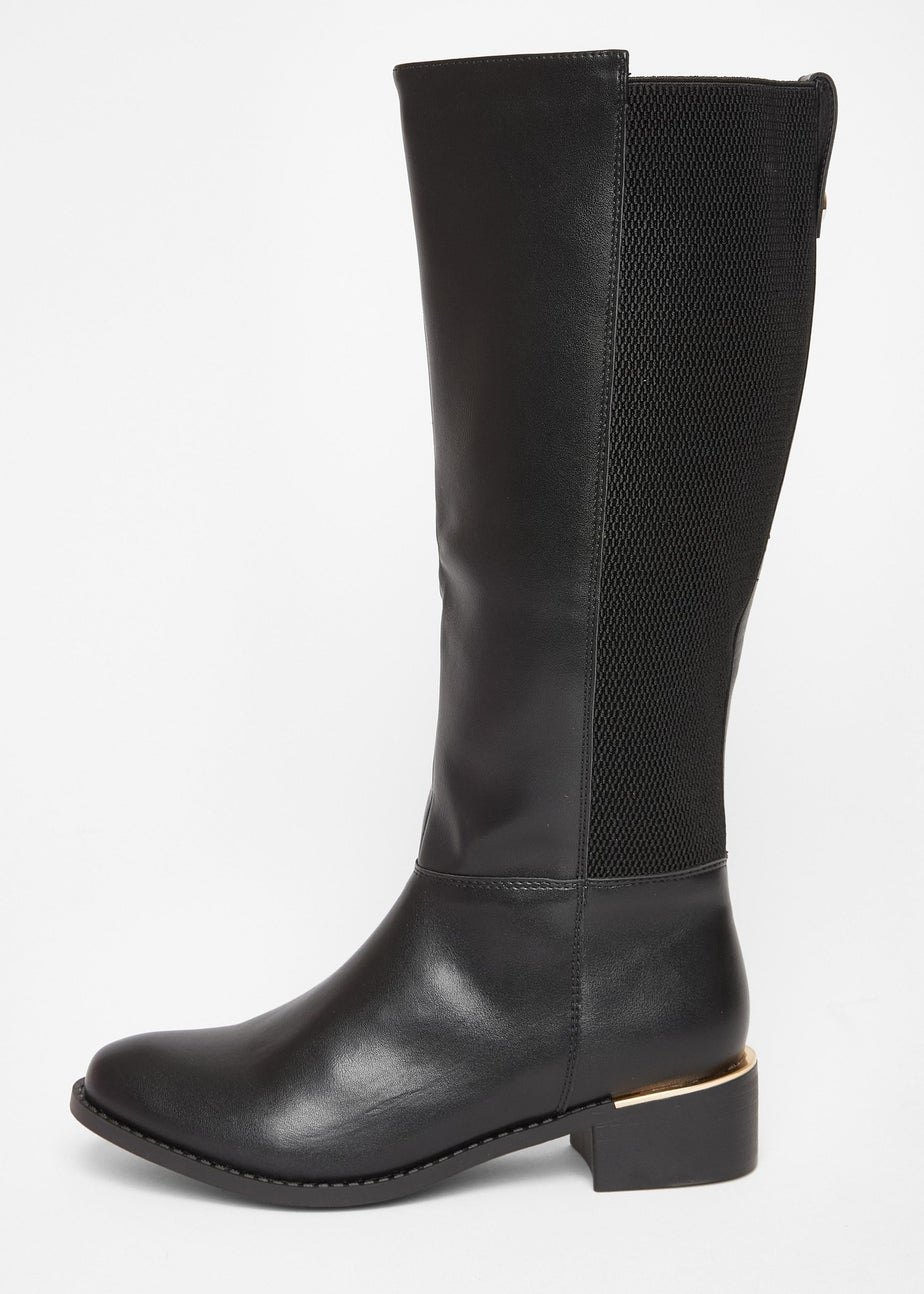 Quiz Black Wide Fit Knee High Boots