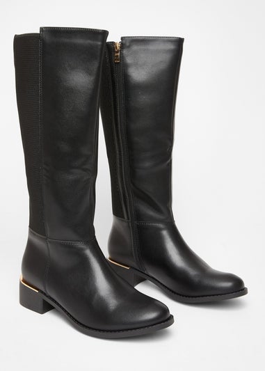 Quiz Black Wide Fit Knee High Boots