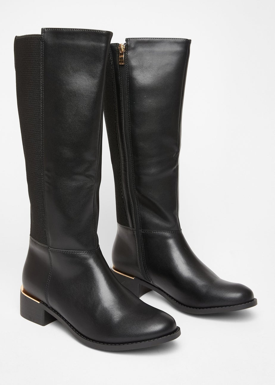 Quiz Black Wide Fit Knee High Boots
