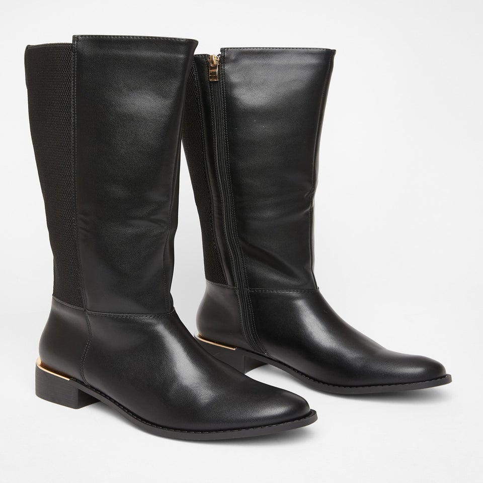 Quiz Black Wide Fit Knee High Boots