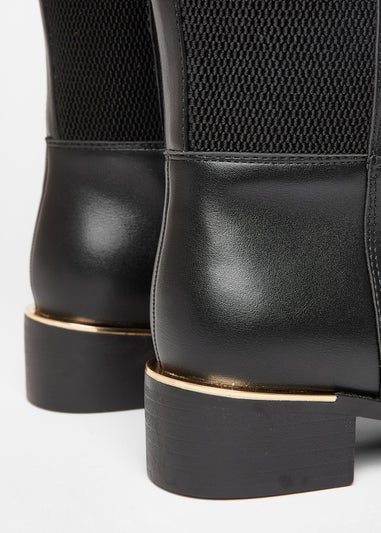 Quiz Black Wide Fit Knee High Boots