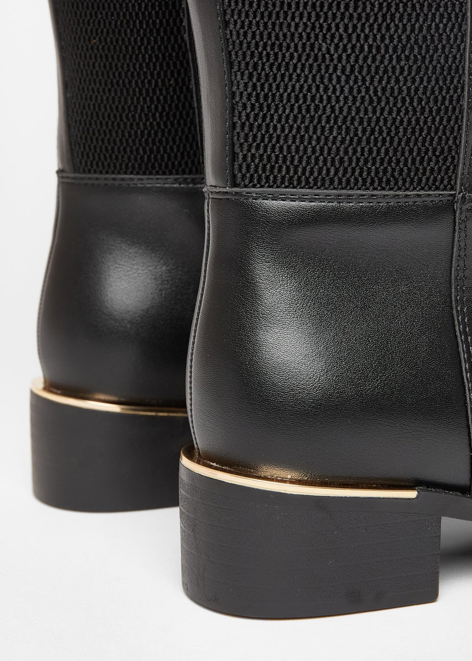 Quiz Black Wide Fit Knee High Boots