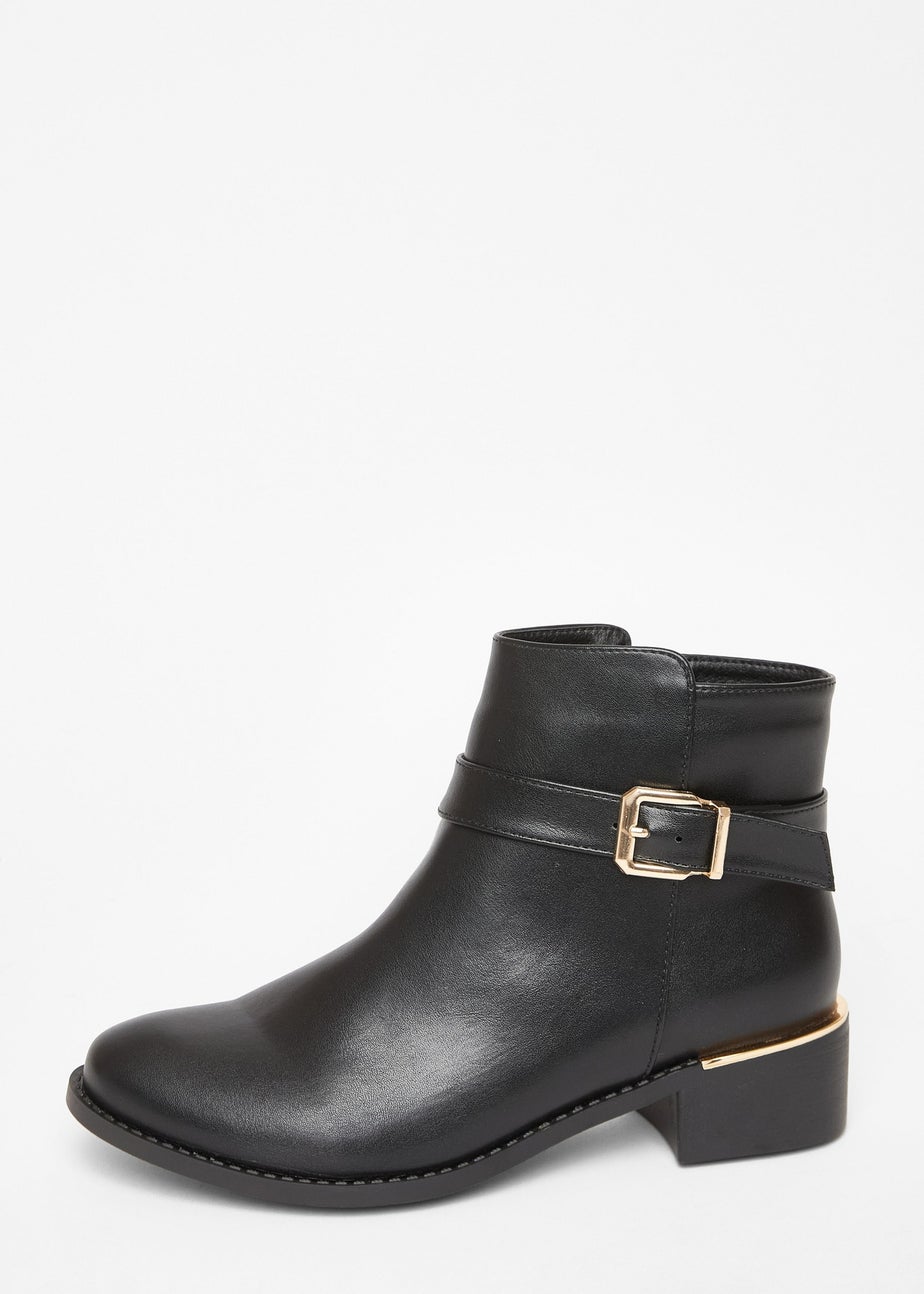 Quiz Black Wide Fit Buckle Chelsea Boots