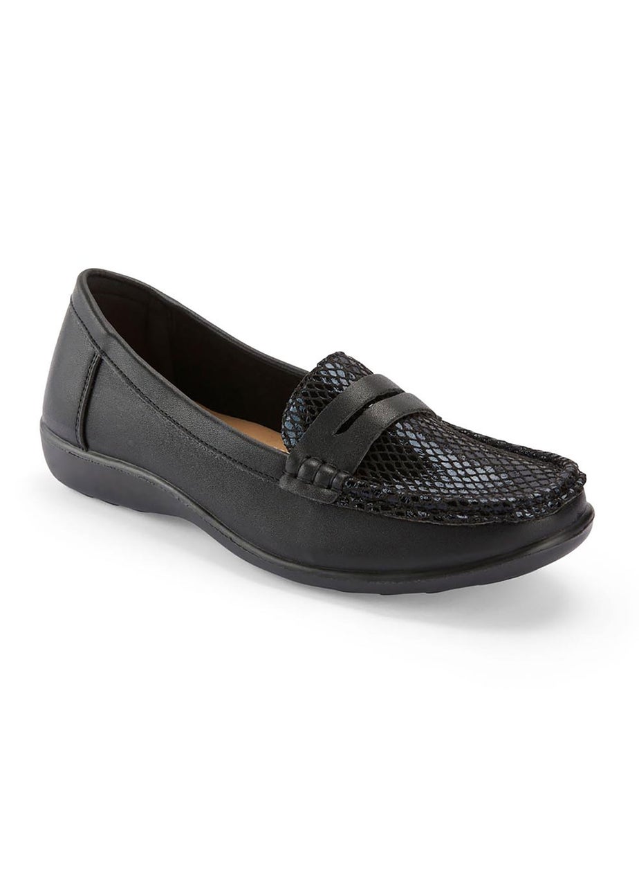 Cotton Traders Black Core Comfort Flexisole Loafers