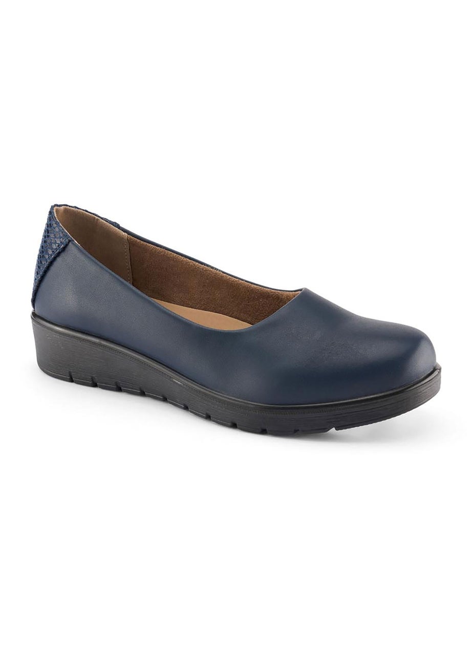 Cotton Traders Dark Blue Core Comfort Flexisole Slip On Shoes