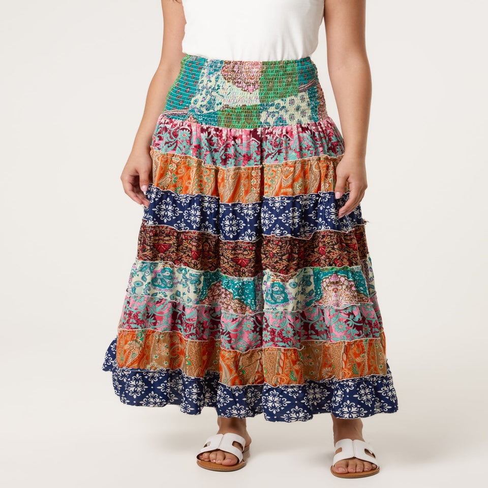 Blue Vanilla Multi Multi Print Midi Skirt