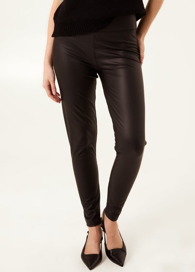 Blue Vanilla Black High Waist PU Elasticated Leggings