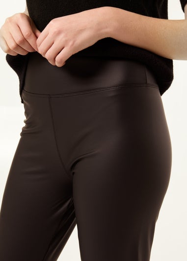 Blue Vanilla Black High Waist PU Elasticated Leggings