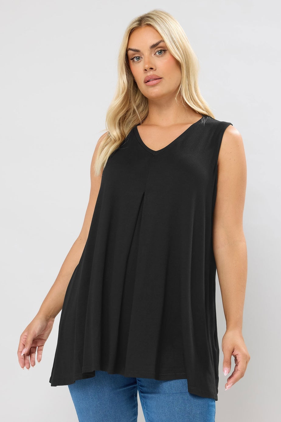 Yours Curve Black Swing Vest Top