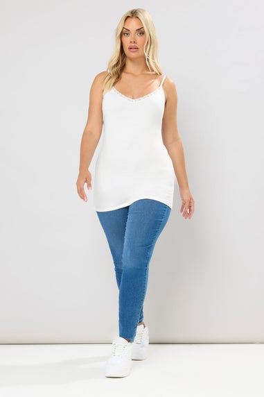 Yours 2 Pack Curve Black & White Lace Cami Tops