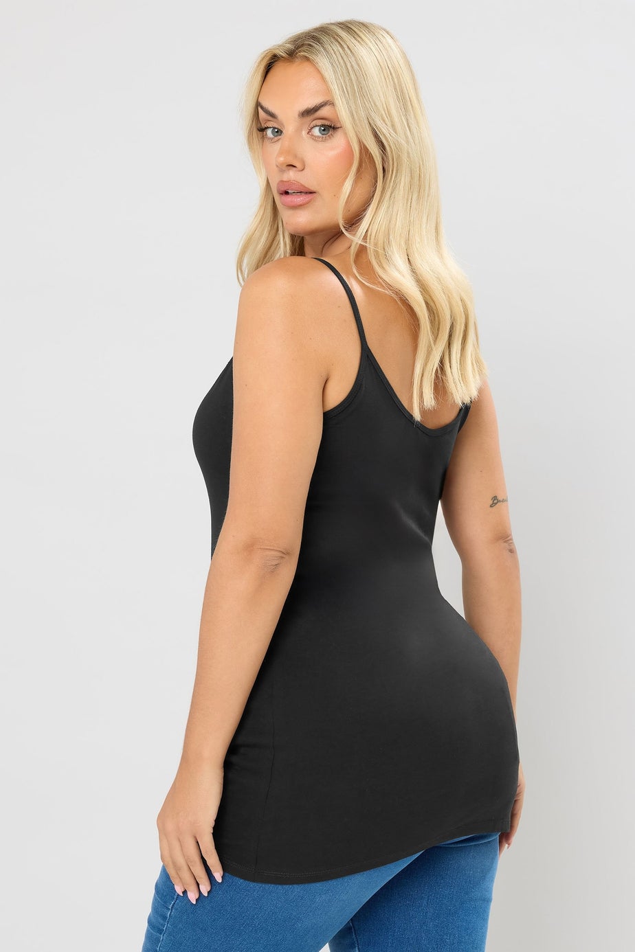 Yours 2 Pack Curve Black & White Lace Cami Tops