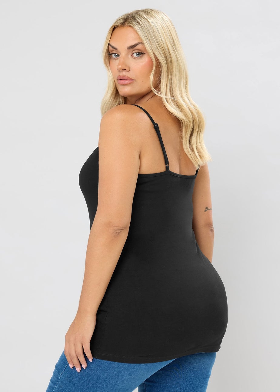 Yours Curve 2 Pack Black Cami Tops