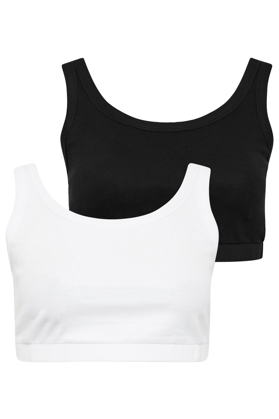 Yours Curve 2 Pack Black & White Ribbed Crop Tops