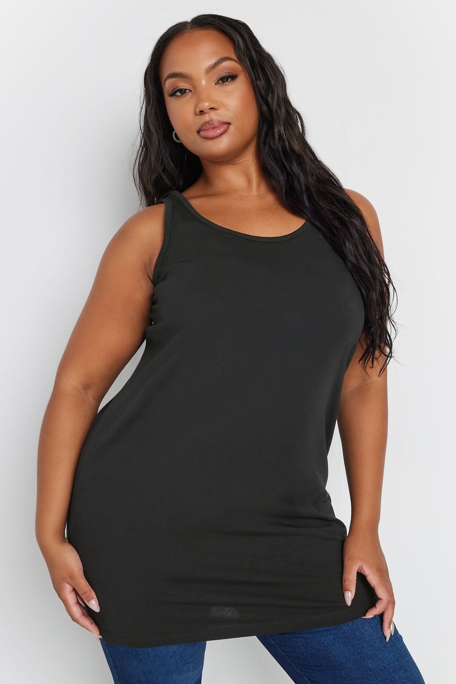 Yours Curve 2 Pack Black Longline Vest Tops
