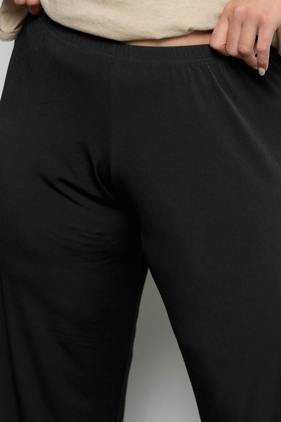 Yours Curve Black Pull On Wide Leg Stretch Trousers