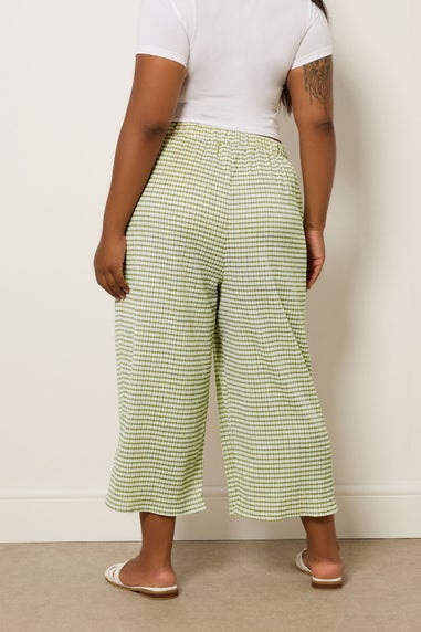 Yours Curve Green Gingham Textured Midaxi Culottes
