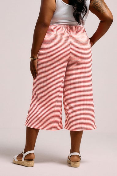 Yours Curve Red Gingham Textured Midaxi Culottes
