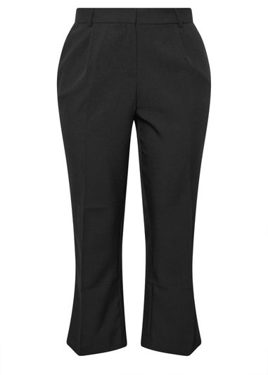 Yours Curve Black Pleat Front Bootcut Trousers