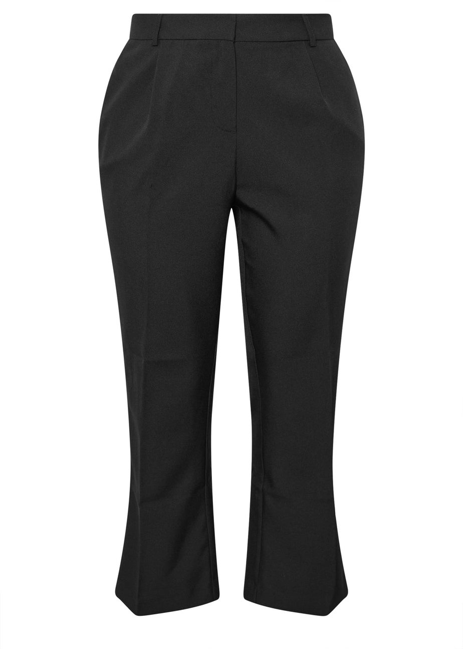 Yours Curve Black Pleat Front Bootcut Trousers