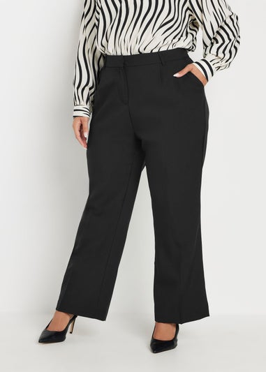 Yours Curve Black Pleat Front Bootcut Trousers