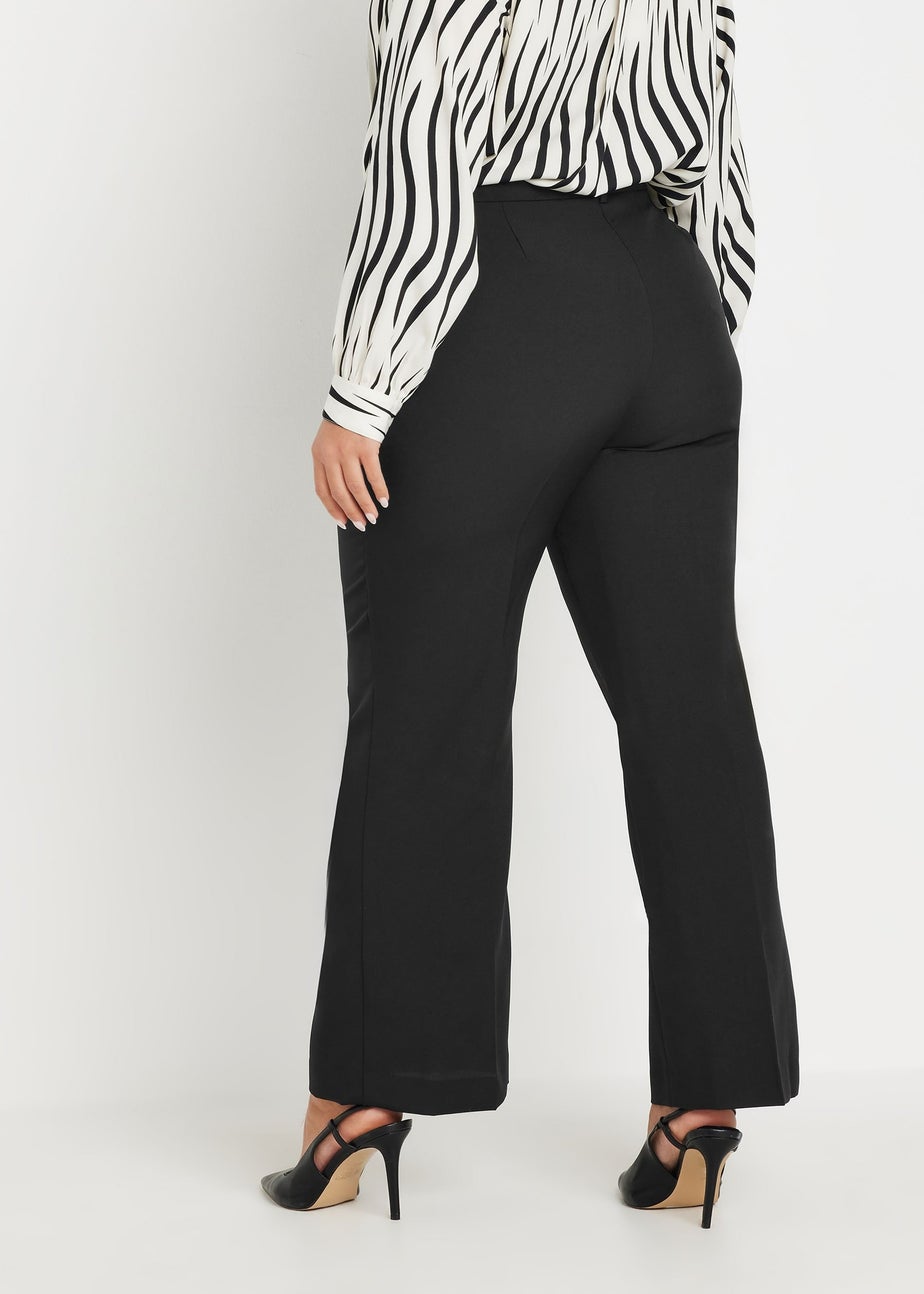 Yours Curve Black Pleat Front Bootcut Trousers