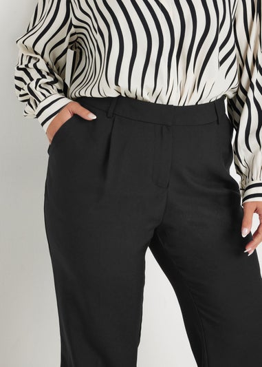 Yours Curve Black Pleat Front Bootcut Trousers