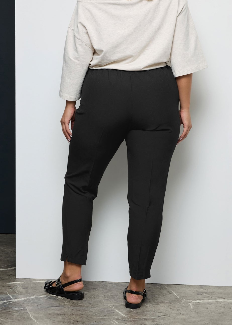Yours Curve Black Elasticated Tapered Stretch Trousers