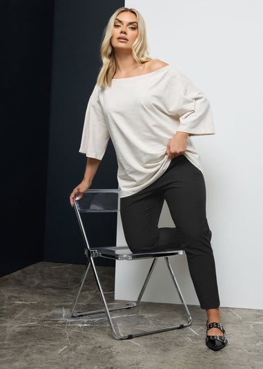 Yours Curve Black Elasticated Tapered Stretch Trousers