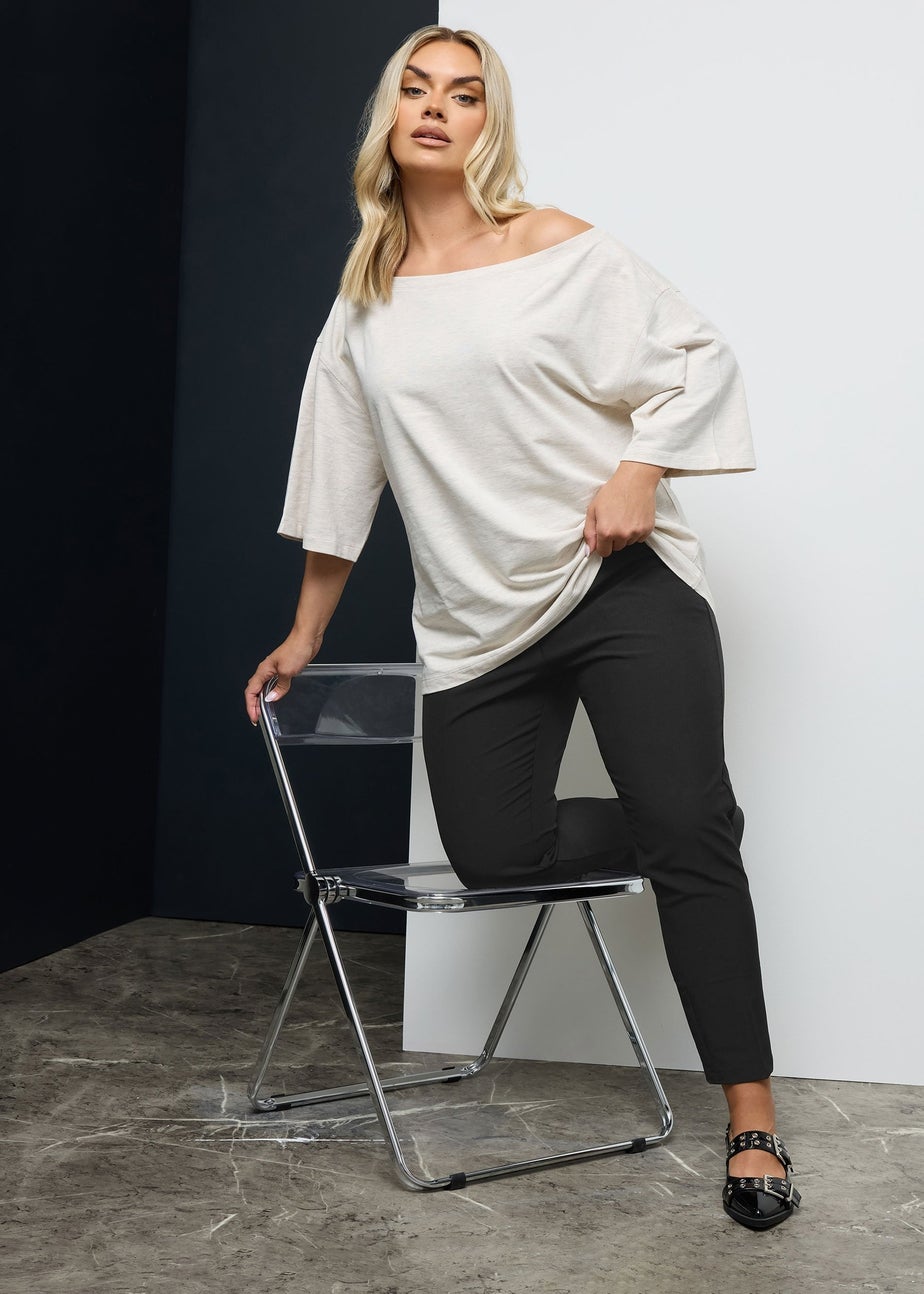 Yours Curve Black Elasticated Tapered Stretch Trousers