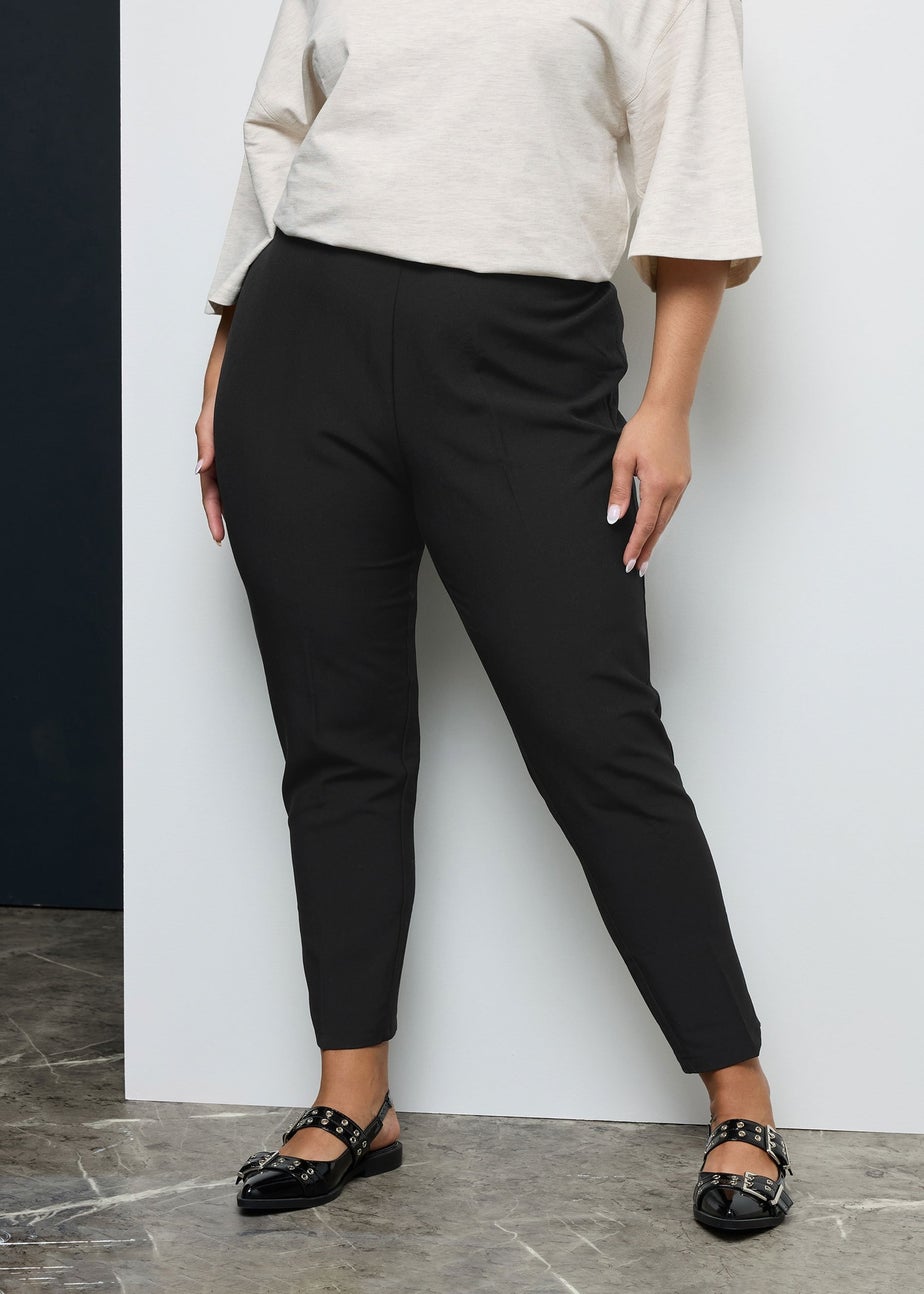 Yours Curve Black Elasticated Tapered Stretch Trousers