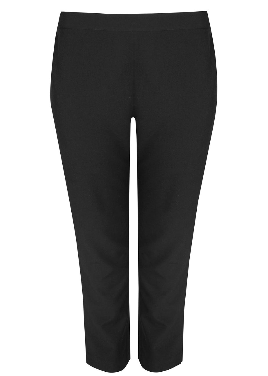 Yours Curve Black Elasticated Tapered Stretch Trousers