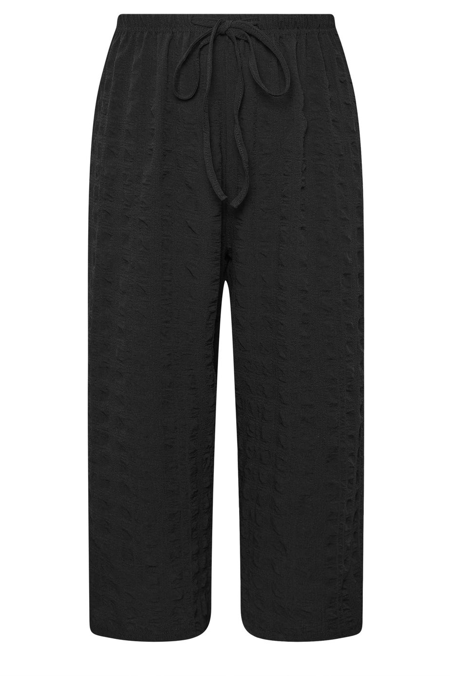 Yours Curve Black Textured Tie Waist Culottes